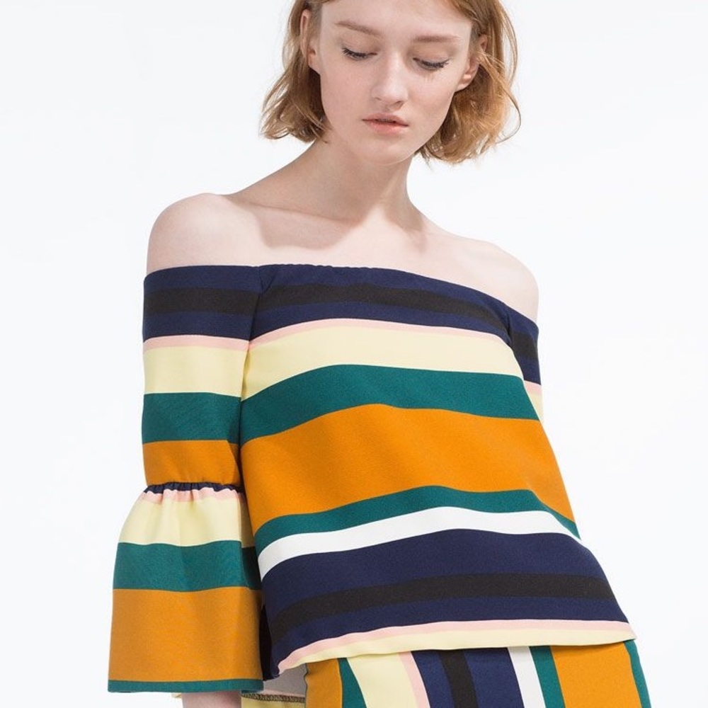 Zara Off-the-Shoulder Striped Blouse